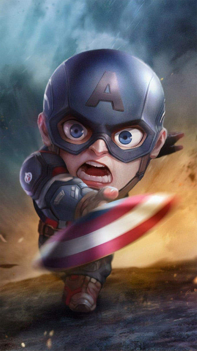 Captain america chibi - Hình nền OPPO đẹp cho điện thoại